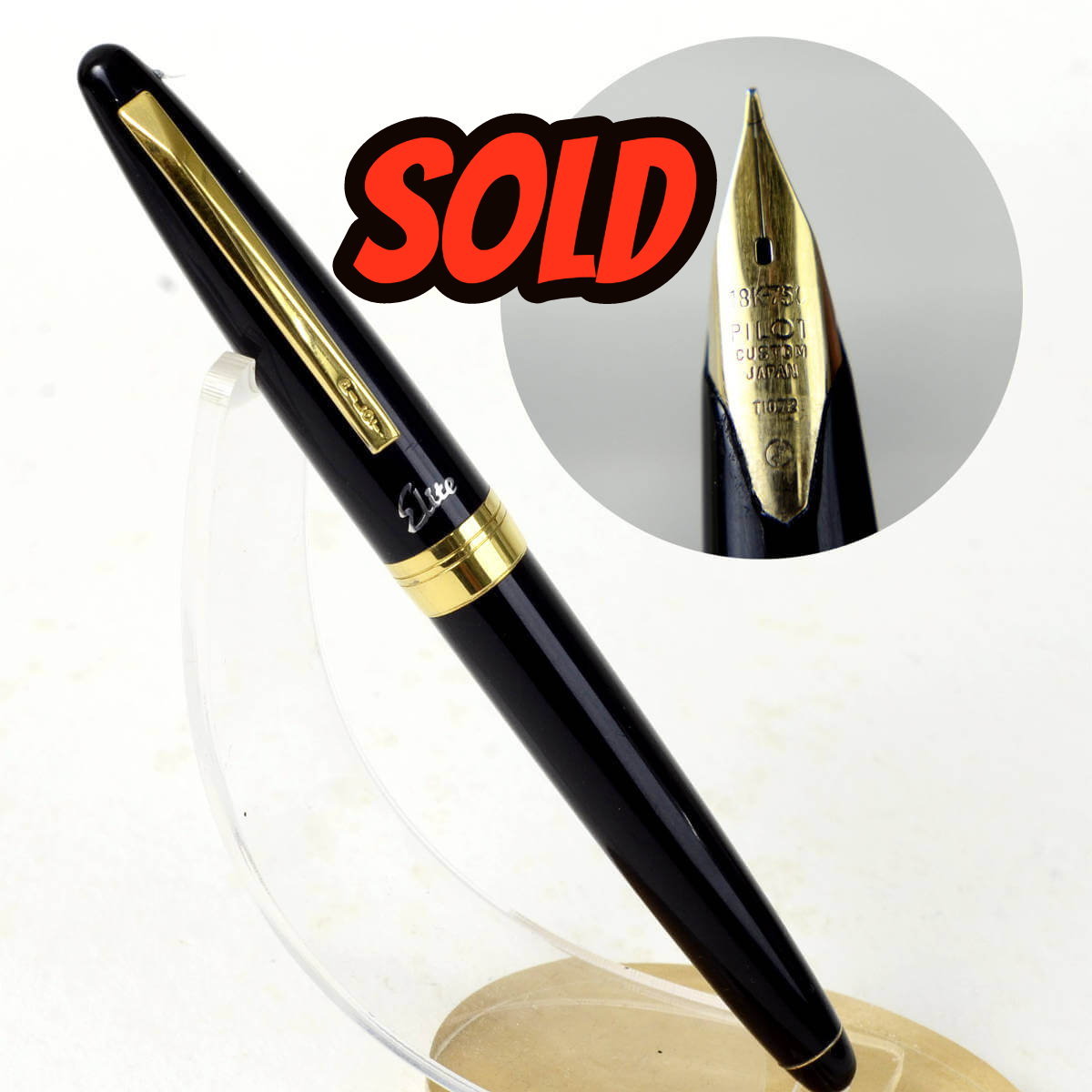 Pilot Elite Custom fountain pen with 18K 750 solid gold Medium nib